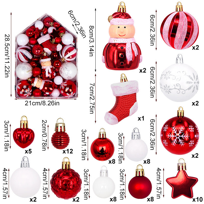 Senior Citizen 72-Piece Christmas Bauble Set - Hand-Painted House and Round Ornaments