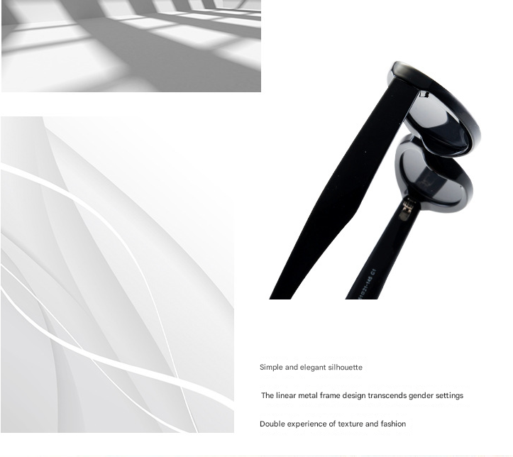 2PCS Black Grey Retro Oval Cat-Eye Sunglasses - Chic Influencer-Style Shades