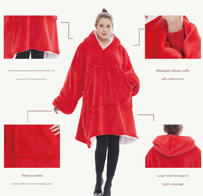 Purple Oversized Wearable Blanket Hoodie - Ultra Soft & Cozy Snuggle Pullover for Adults