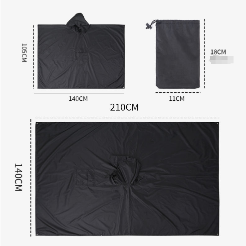 Pink 3-in-1 Waterproof Rain Poncho - Lightweight Hooded Raincoat, Ground Tarp & Emergency Shelter for Hiking, Camping, and Outdoor Survival