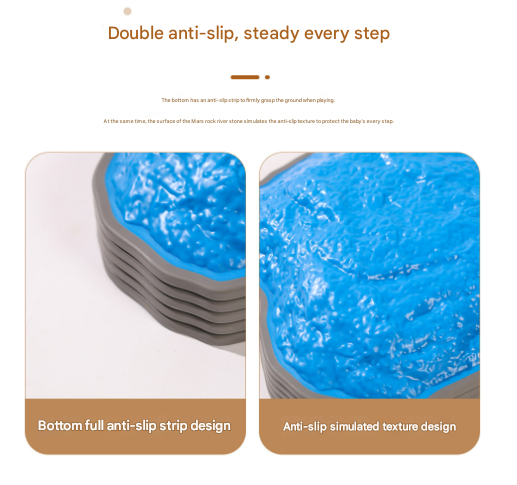 Kids Balance Stepping Stones - 6-Piece Set Textured River Rocks for Sensory Play & Coordination