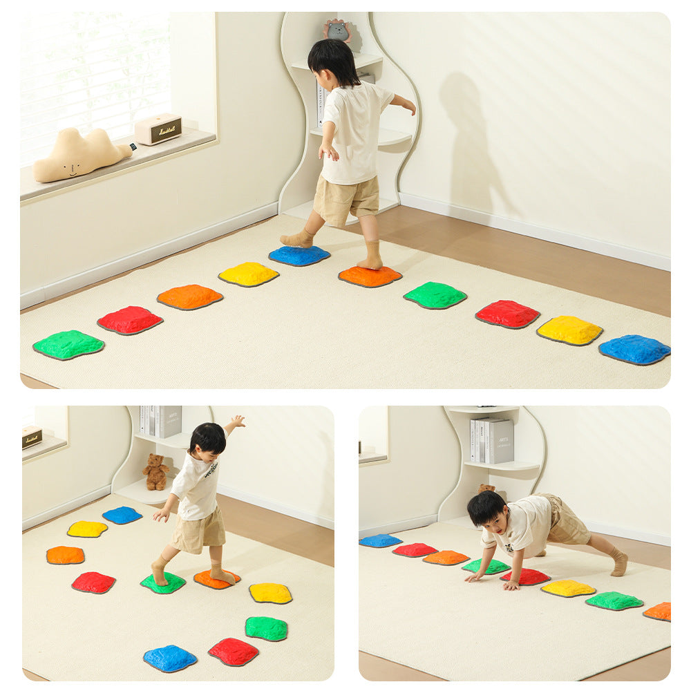 Kids Balance Stepping Stones - 6-Piece Set Textured River Rocks for Sensory Play & Coordination