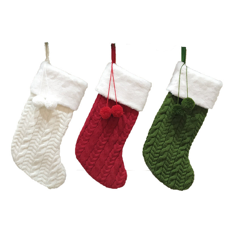 Red Large Cable Knit Christmas Stocking - Classic 43cm Holiday Decor for Fireplace Hanging