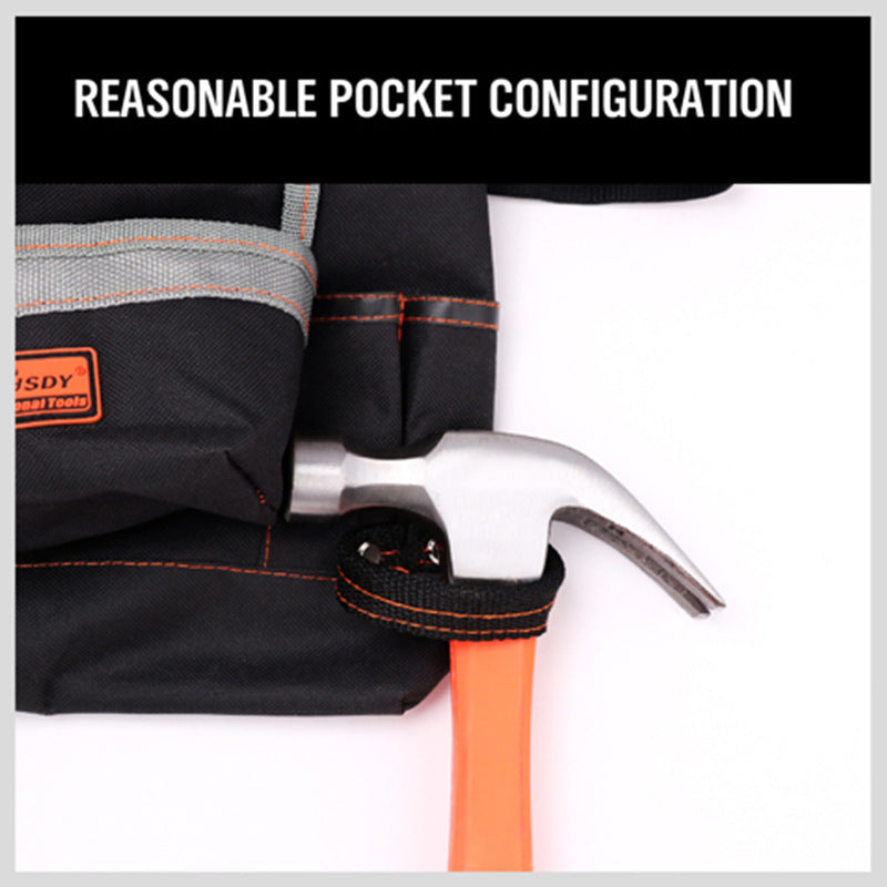 Black Professional Tool Holder Belt - Durable and Waterproof Tool Bag for Electricians, Carpenters, and Mechanics