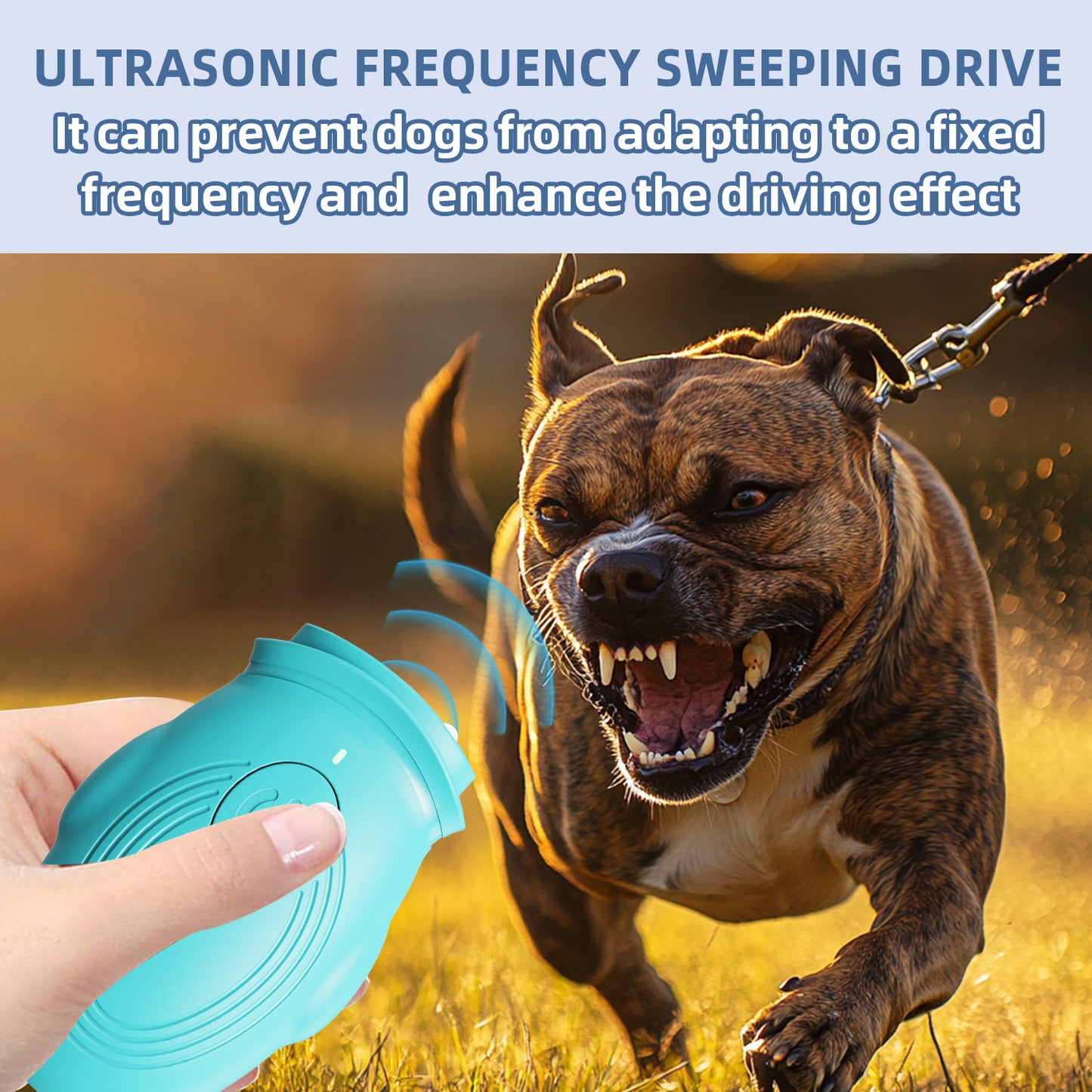 Blue 2-in-1 Ultrasonic Dog Repellent & Trainer - Portable USB Rechargeable Anti-Barking Device