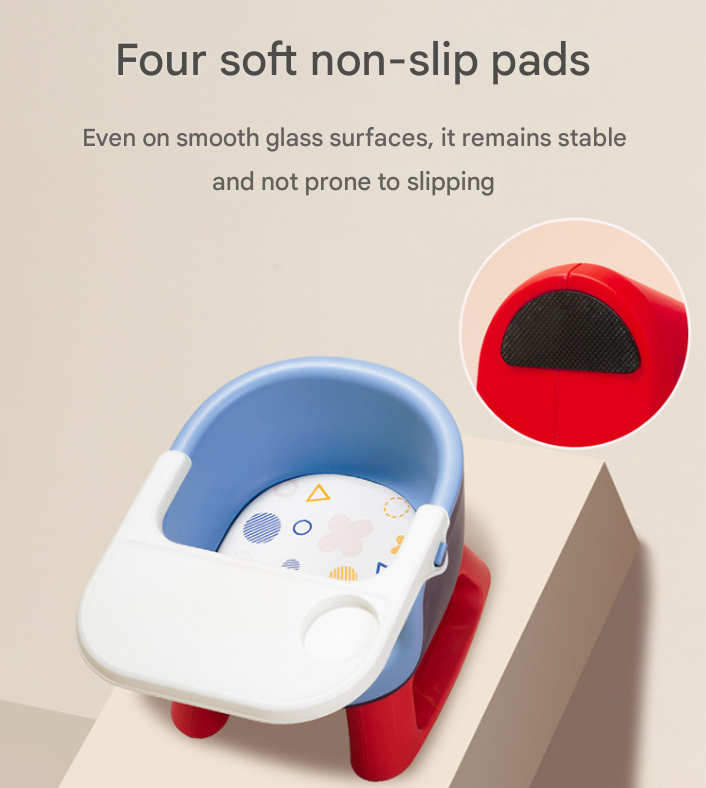 Grey Baby Floor Seat & Booster Dining Chair with Removable Tray - Safe, Stable & Fun Squeaky Cushion