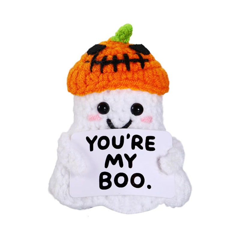 2 PCS White Spooky & Sweet: Handmade Crocheted Ghost Doll - Halloween Party & Home Decor Gift(A)