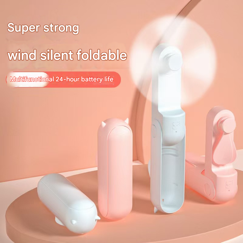 Green 2-in-1 Foldable Mini Fan & Power Bank - Ultra-Compact USB Rechargeable Personal Fan