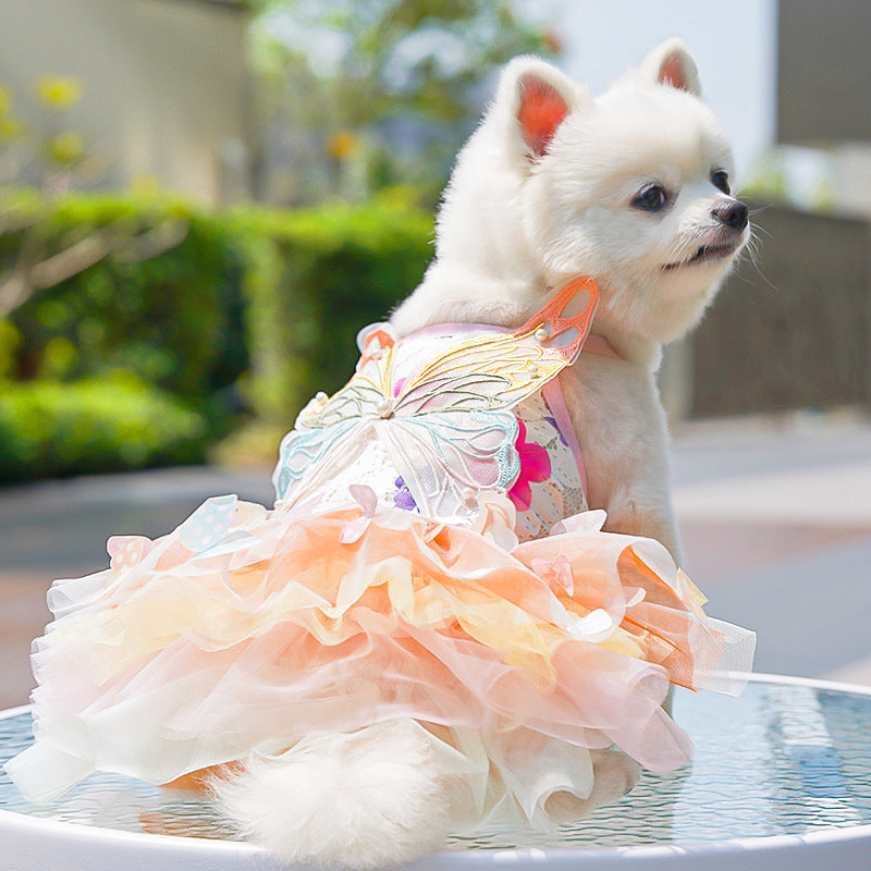 Butterfly Tutu Dress for Dogs & Cats - Summer Pet Princess Gown with Lace Wings and Layered Tulle Skirt(XL)