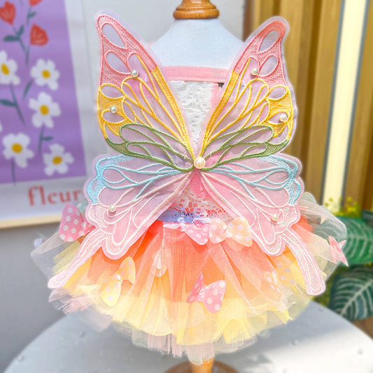 Butterfly Tutu Dress for Dogs & Cats - Summer Pet Princess Gown with Lace Wings and Layered Tulle Skirt(3XL)