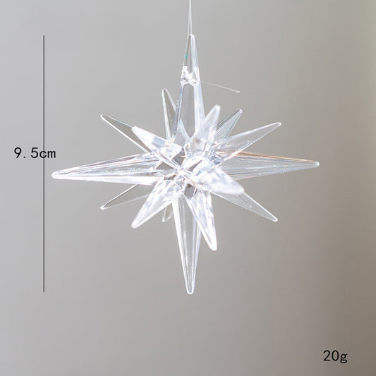 5-PCS Transparent New Christmas Ornament - Starburst Hanging Decor for Tree and Holiday Display