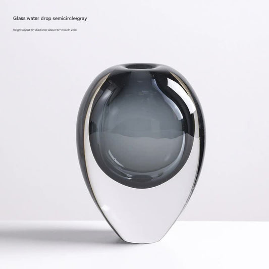 Artistic Teardrop Glass Vase - Handcrafted Glazed Finish for Hydroponics & Floral Decor(grey)