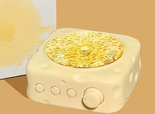 Cheese-Inspired Bluetooth Speaker with Water Ripple Aurora Projector Light - 3 Modes, Upgraded Bluetooth 5.4(yellow)