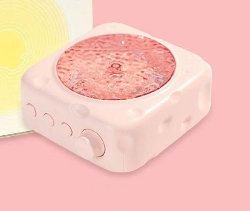 Cheese-Inspired Bluetooth Speaker with Water Ripple Aurora Projector Light - 3 Modes, Upgraded Bluetooth 5.4(pink)