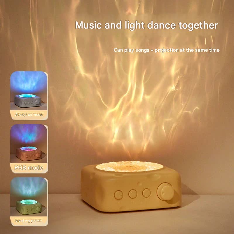 Cheese-Inspired Bluetooth Speaker with Water Ripple Aurora Projector Light - 3 Modes, Upgraded Bluetooth 5.4(pink)