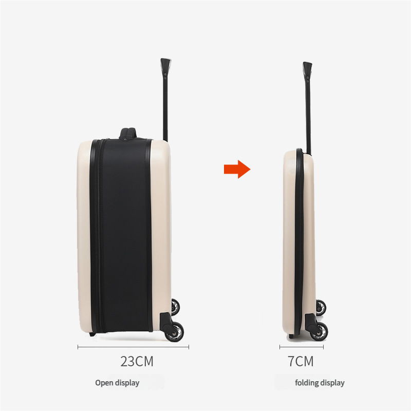 Compact Expandable Foldable Luggage - Reinforced Alloy Handle & Silent Wheels(white)