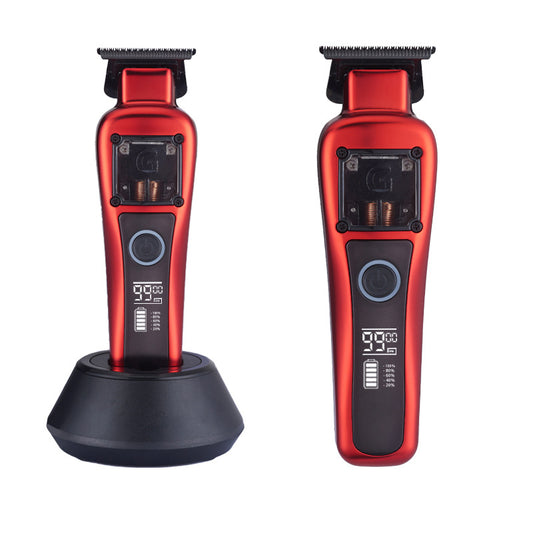 Professional Cordless Hair Clipper with Magnetic Motor - 9900 RPM, 180 Min Runtime, LCD Display & Dual Charging(red)