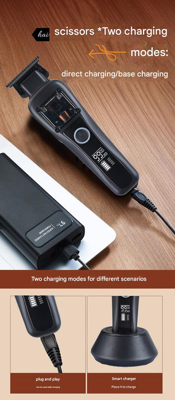 Professional Cordless Hair Clipper with Magnetic Motor - 9900 RPM, 180 Min Runtime, LCD Display & Dual Charging(red)