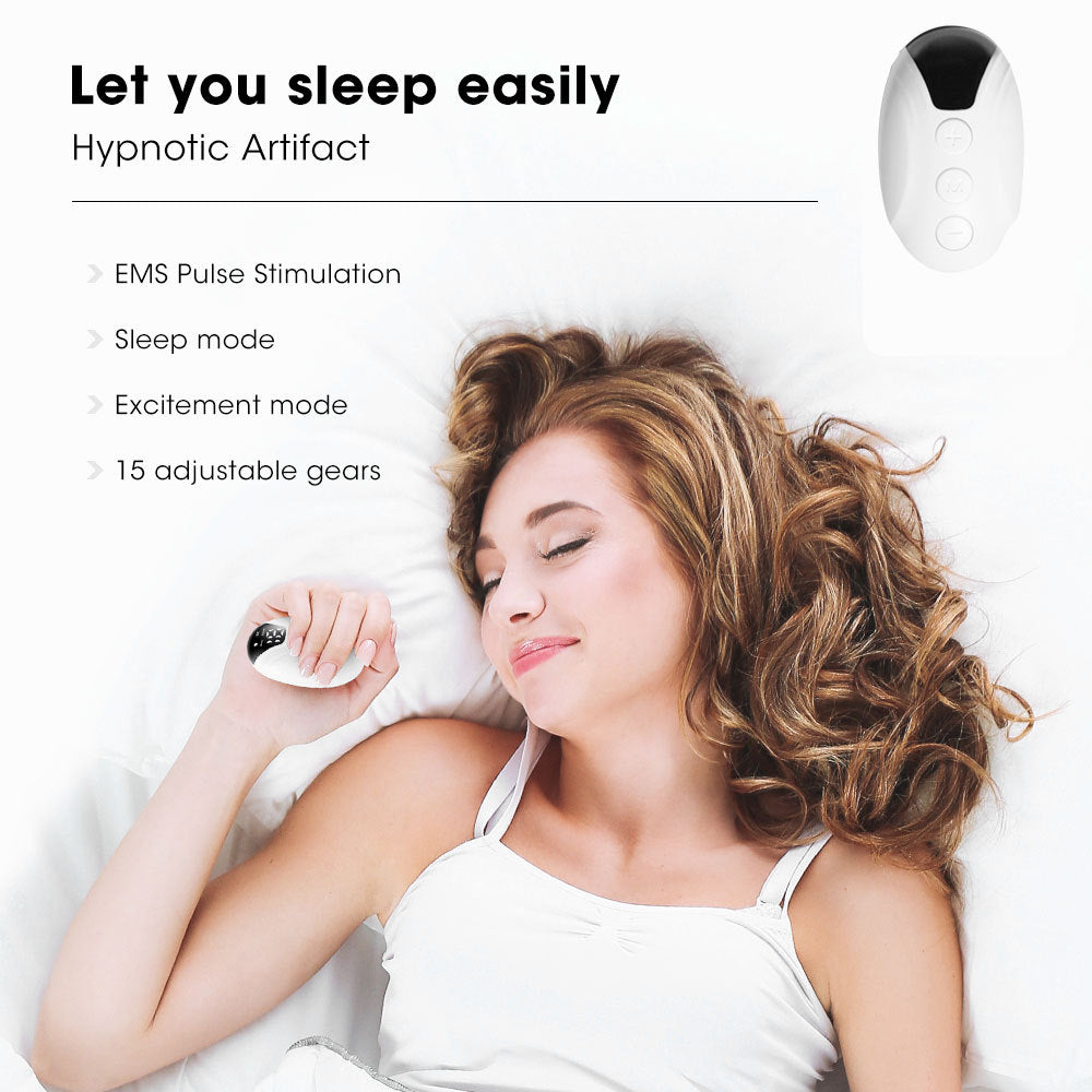 Handheld EMS Pulse Sleep Aid & Relaxation Device - 2 Modes, 15 Levels, USB Rechargeable(white)