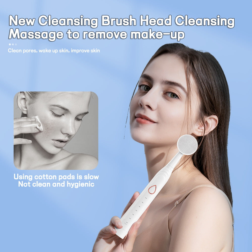 3-in-1 Full Multifunction Sonic Electric Toothbrush with Facial Brush & Massager Kit(White)