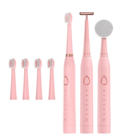 3-in-1 Full Multifunction Sonic Electric Toothbrush with Facial Brush & Massager Kit(Pink)