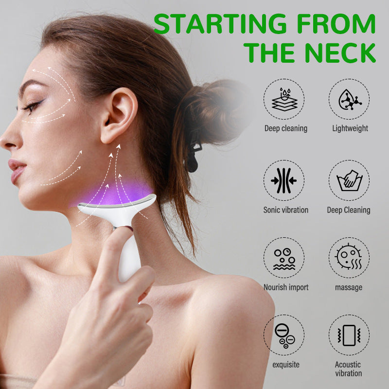 7-in-1 LED Photon Therapy Neck Beauty Device: Anti-Aging Skin Tightening Massager(White)
