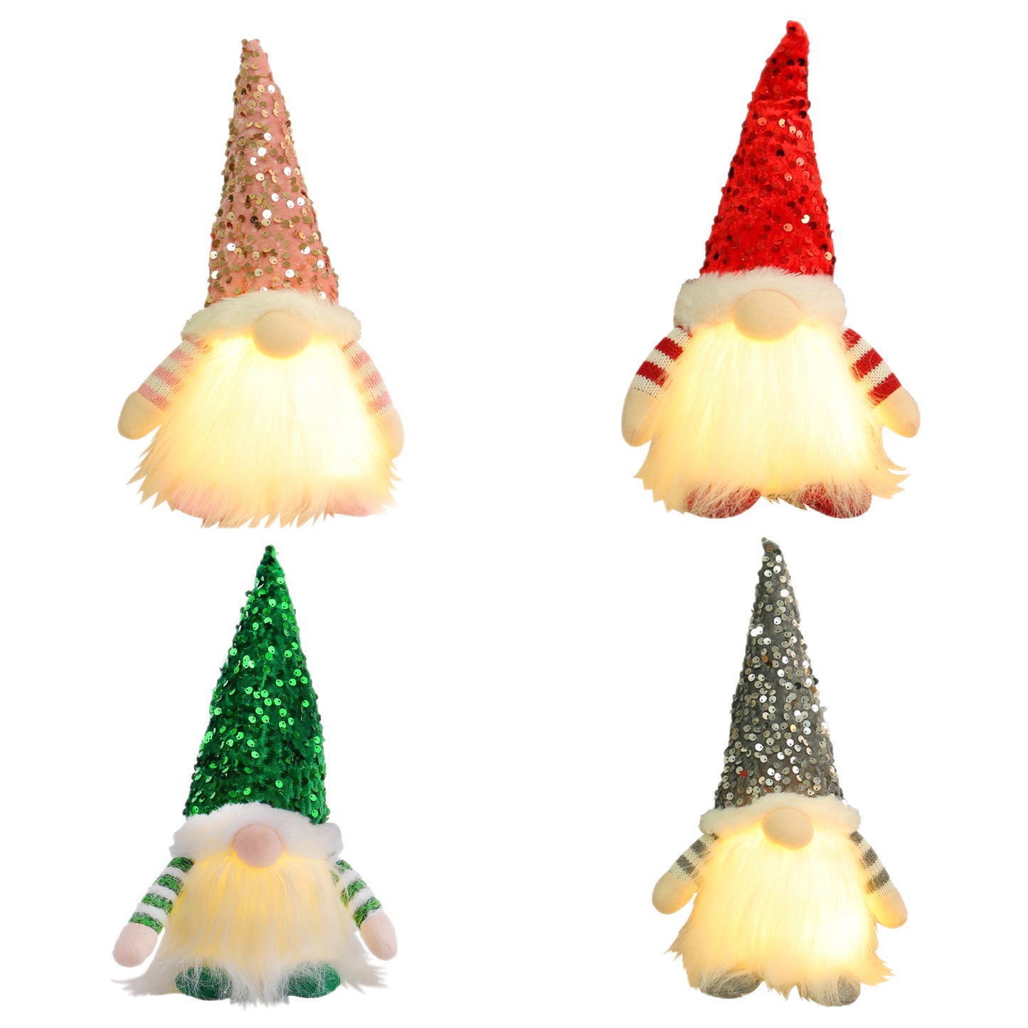 2 Pcs Green Charming Light-Up Christmas Gnome - Festive Nordic Plush Holiday Decoration