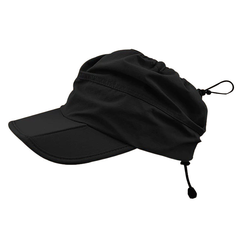 Black Foldable Packable Visor Cap for Women, Quick Dry Outdoor Running Sport Sun Protection Hat