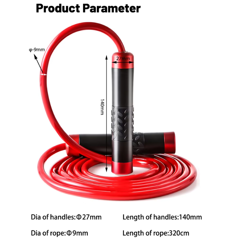 Red Weighted Jump Rope for Workout Fitness - Thick 9mm Cable for Intense Fitness, Strength & Cardio Workout