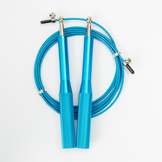 2PCS Blue Pro-Grade Speed Jump Rope with Knurled Aluminum Handles - Ball Bearing System for CrossFit, Boxing & Double Unders