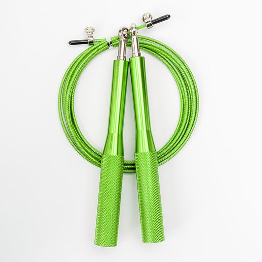 2PCS Green Pro-Grade Speed Jump Rope with Knurled Aluminum Handles - Ball Bearing System for CrossFit, Boxing & Double Unders