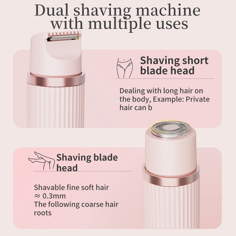 Purple Rechargeable 2-in-1 Electric Shaver for Women - Dual-Head Bikini Trimmer & Body Hair Remover