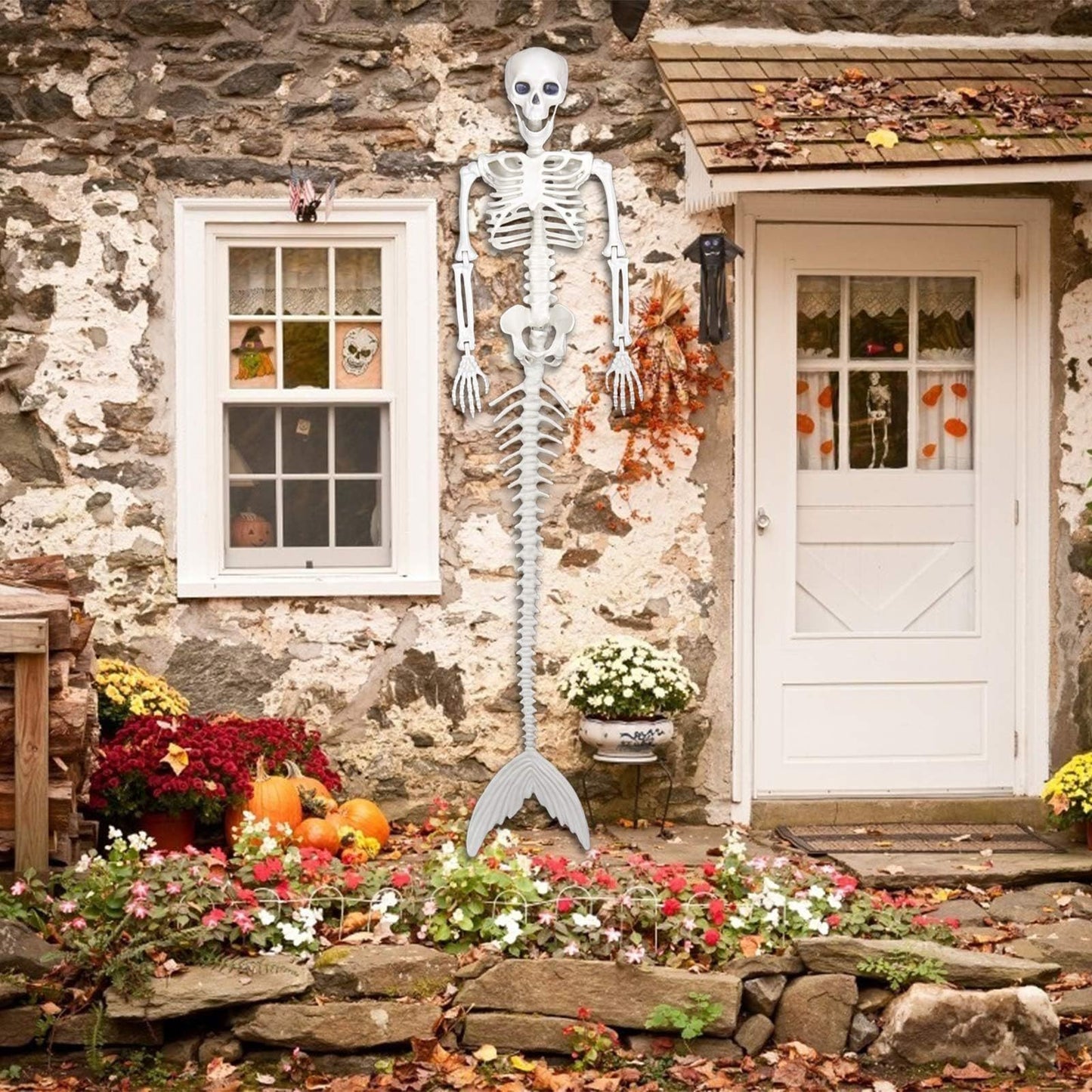 Halloween 31.5 inch  Poseable Mermaid Skeleton Prop Haunted Decor