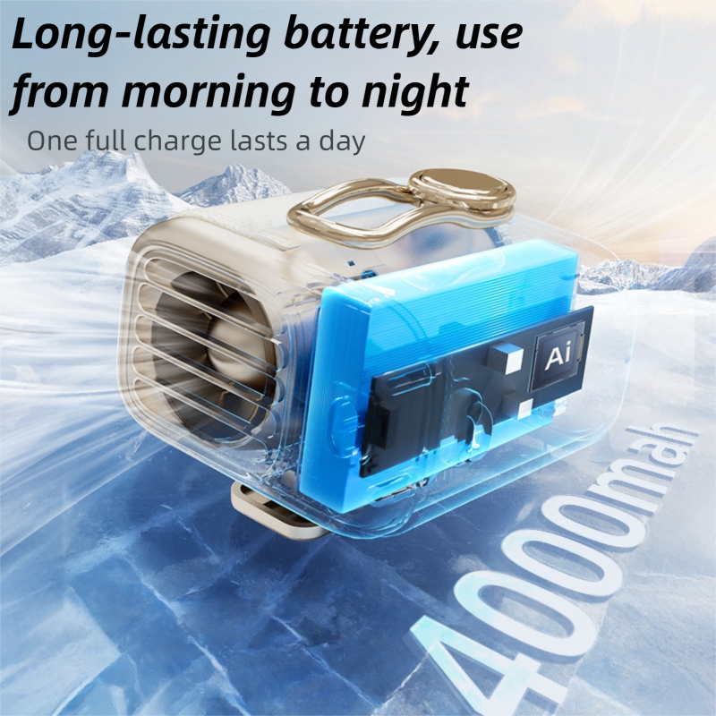 Orange Portable Fan for Outdoor, Waist Clip, and Desktop Cooling