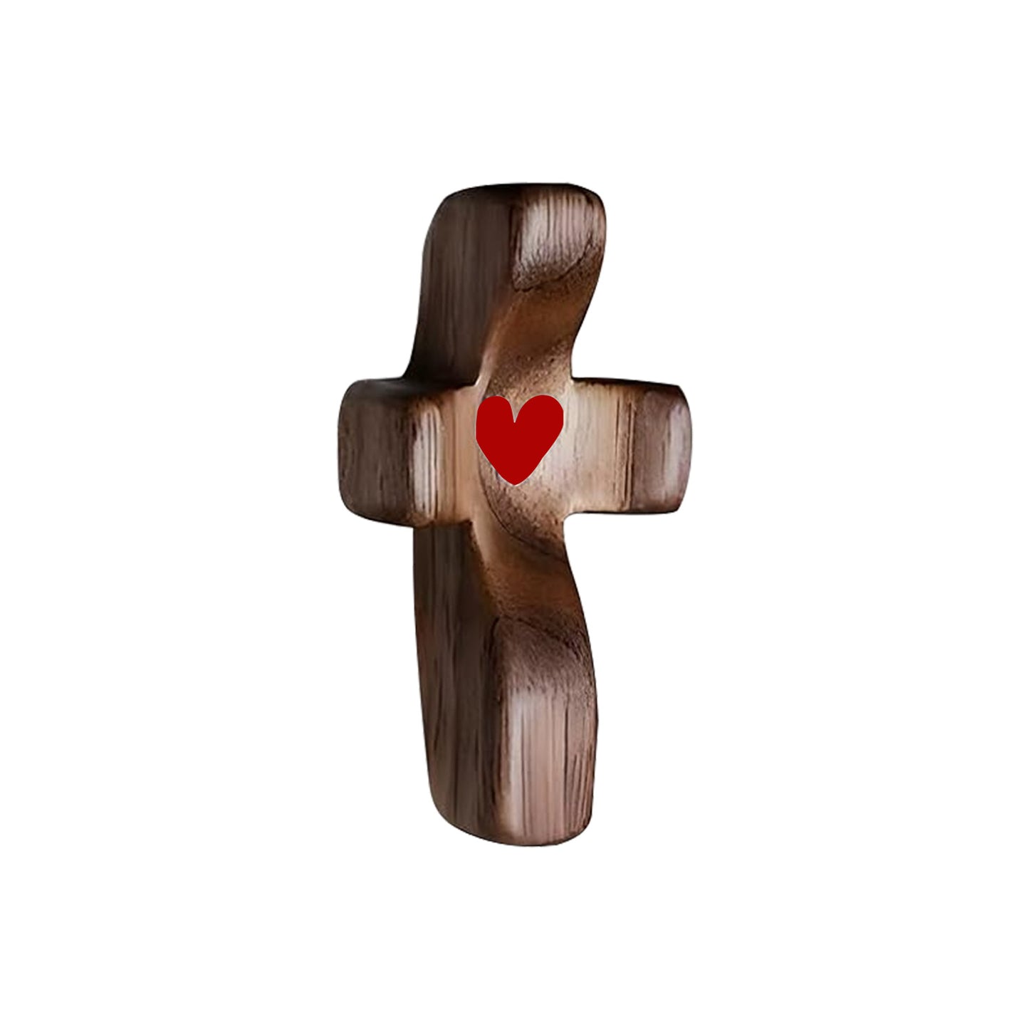 Set of 5 Red Peachwood Heart Cross – Multi-functional Spiritual Symbols for Home and Office, Religious, Ornaments Mini