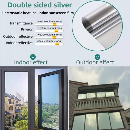 Premium 6-Layer Sliver Window Film for Home/Office – Reflective One-Way Privacy, 50cm x 2m One Roll, UPF 50+ UV Block,With Full Install Tools