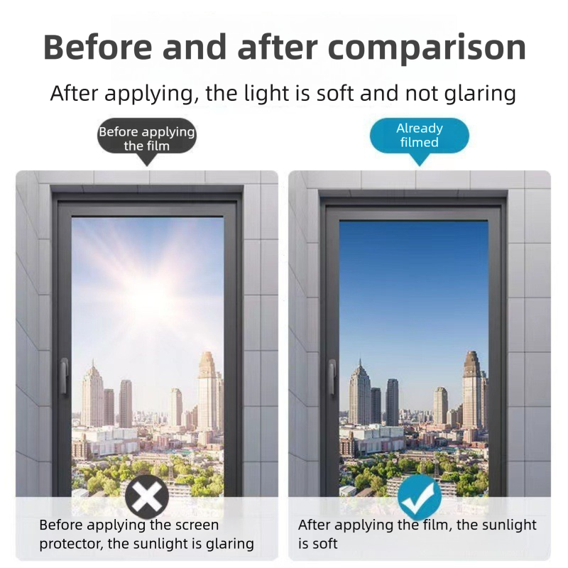 Premium 6-Layer Black Window Film for Home/Office – Reflective One-Way Privacy, 50cm x 2m One Roll, UPF 50+ UV Block,With Full Install Tools