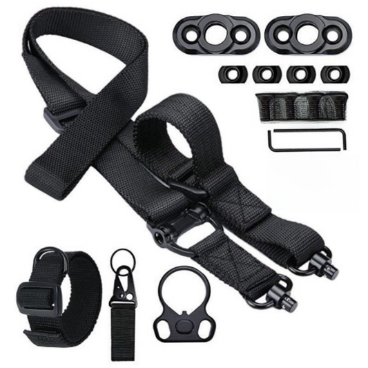 Black Quick-Adjust MS4 Tactical Sling System - Single/Two-Point Conversion Kit for Outdoor Gear