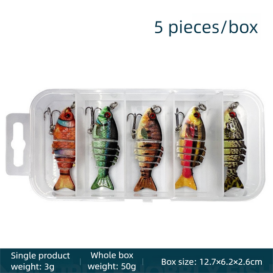5-Pack 2" Lifelike Jointed Swimbaits for Crappie Bass Trout, , Swimbait for Relax Family Fishing