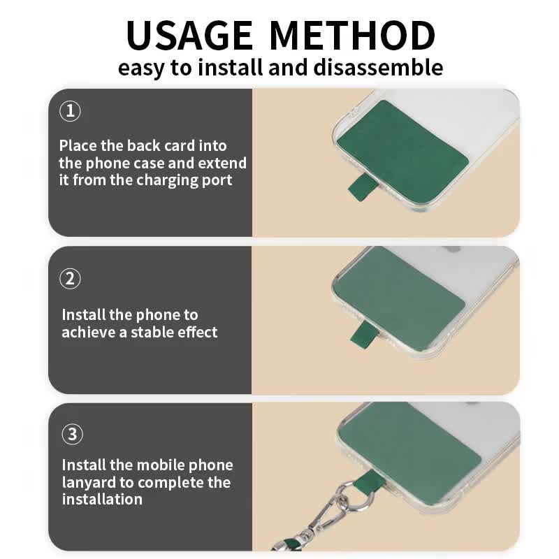 3-Pack Adjustable Khaki Crossbody Phone Lanyards – Dual Wear Modes, Two-Ways of Hanging,Ultra-Slim 0.6mm Patch