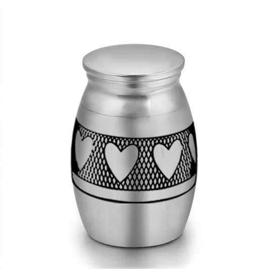 6-Pack 25x16mm Heart Pattern Mini Keepsake Urn – Steel Ashes Memento for Beloved Pets
