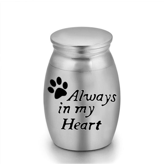 6-Pack 25x16mm "Always in My Heart" Paw Print Pet Urn – Steel Ashes Keepsake for Dogs