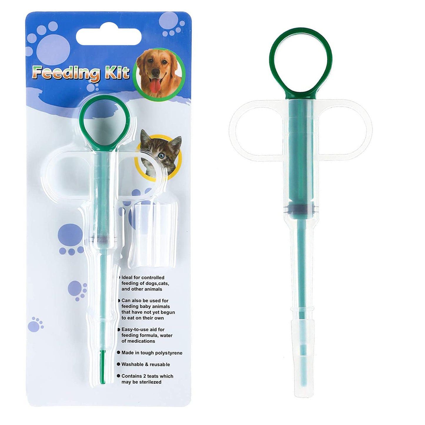 5-Pack 160mm Green Pet Pill Shooter – Soft Silicone Tip Feeder for Cats Dogs