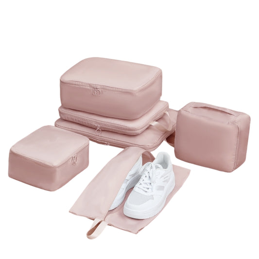 6-Piece Pink Memory Fabric Travel Compression Packing Cubes Set - Waterproof, Anti-Wrinkle Luggage Organizer & Space Saver