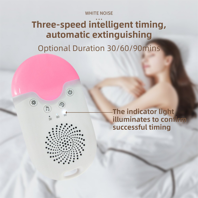Portable Baby Sleep White Noise Machine(12.5*7*3.5 CM) With Soothing Sounds, RGB Night Light & Auto Timer - USB-C Rechargeable