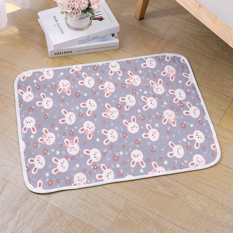 2-Pack Gray Rabbit Pet Summer Cooling Latex Pad (M Size: 50*40cm) - Breathable Ice Silk & Latex-Filled Dog Bed Cat Sleeping Mat with Non-Slip Base