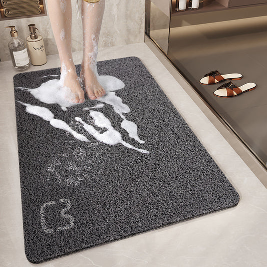 Black Cat Head Design Loofah Texture Shower Mat (44x75cm) - Non-Slip PVC Bathroom Floor Mat with Drainage, Quick-Dry, Anti-Mould
