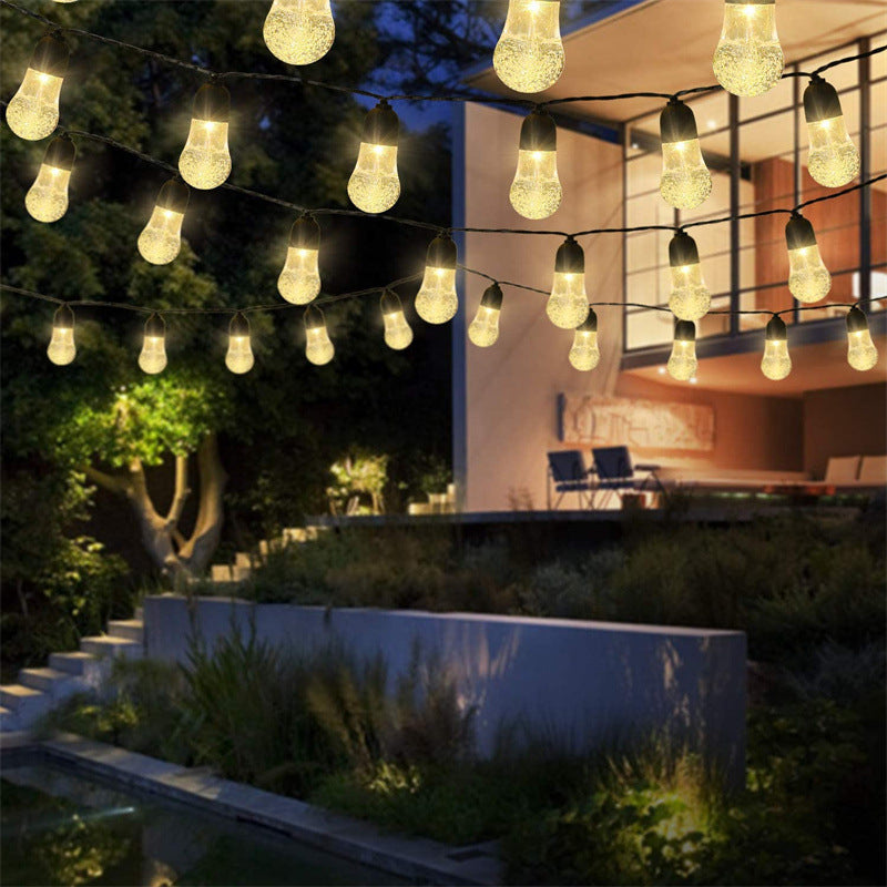 Warm white Solar Powered Crystal Bubble String Lights - Waterproof Outdoor Decorative Lights