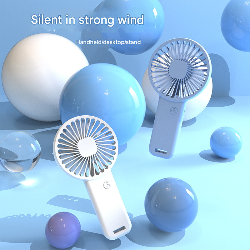 2-PCS White Portable USB Rechargeable Mini Handheld Fan with Desktop Base & Phone Stand - 3-Speed Quiet Operation
