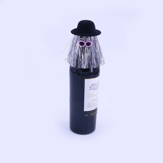 5-PCS Silver Halloween Party Wine Bottle Hats - Spooky Creative Bottle Decorations, Approx. 8x12cm